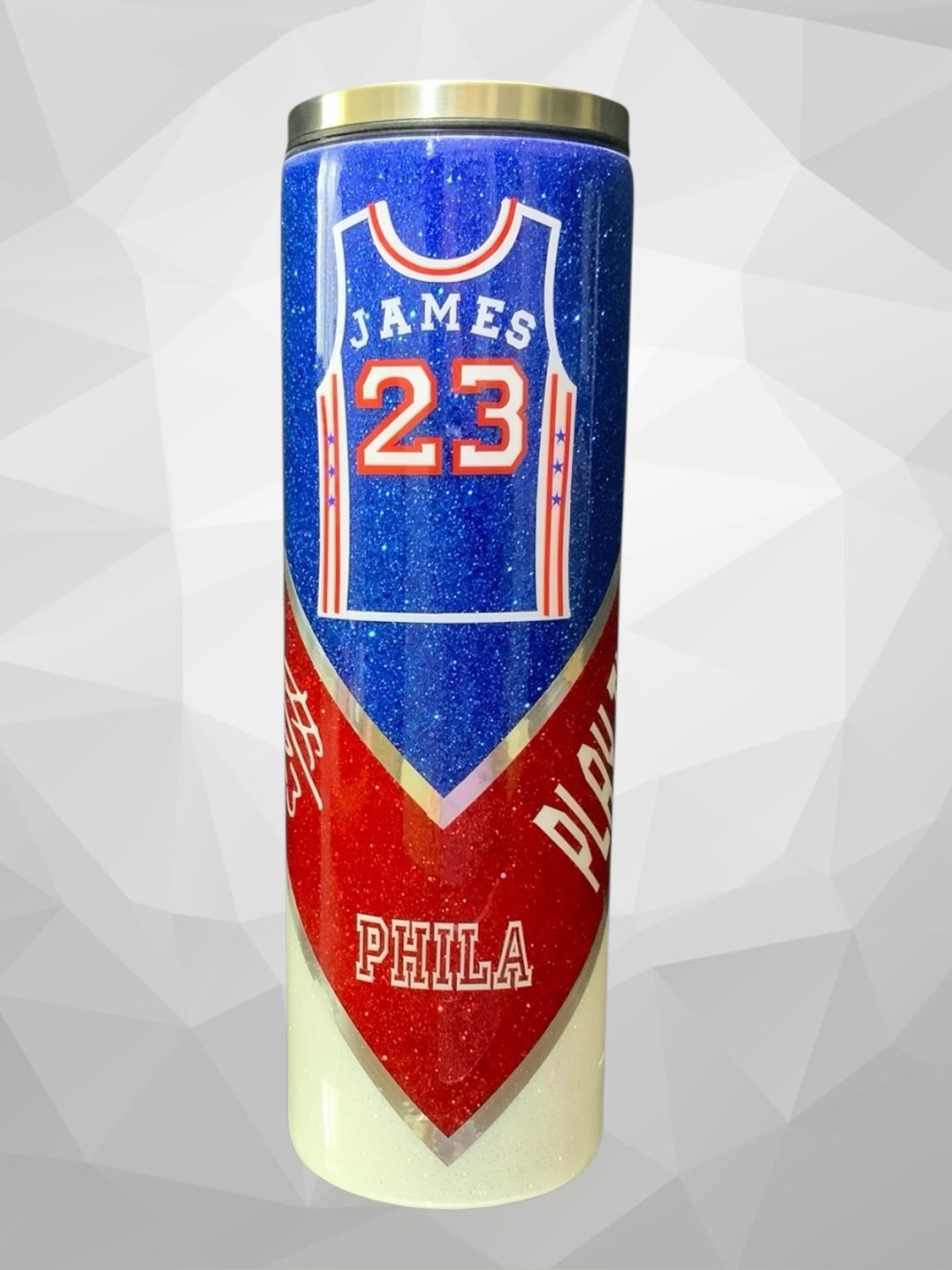 LeBron James Custom 76ers Stainless Steel Epoxy Finish Drinking Tumbler 30oz